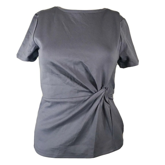 Express Tops - Express Shirt Womens Sz XS Purple Knot Front Short Sleeve Fitted